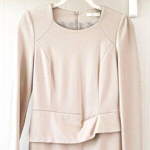 Cream Elegant Long Sleeve Dress